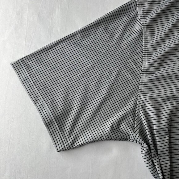 Foot Joy Men's Polo Size XL Grey Black Stripe Logo Short Sleeve - Picture 4 of 9